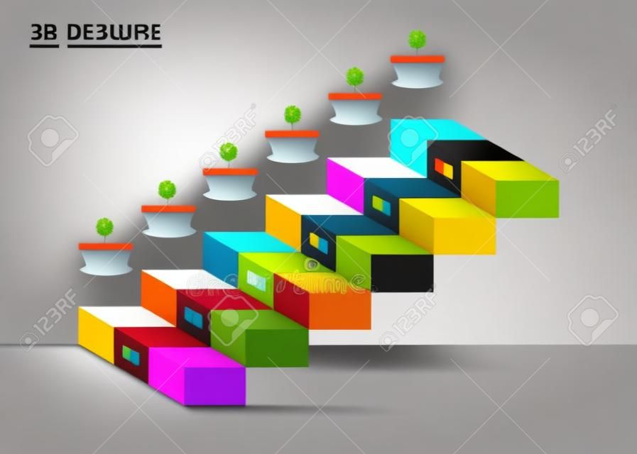 Abstract 3d stairs. Infographic or timeline template. Vector illustration