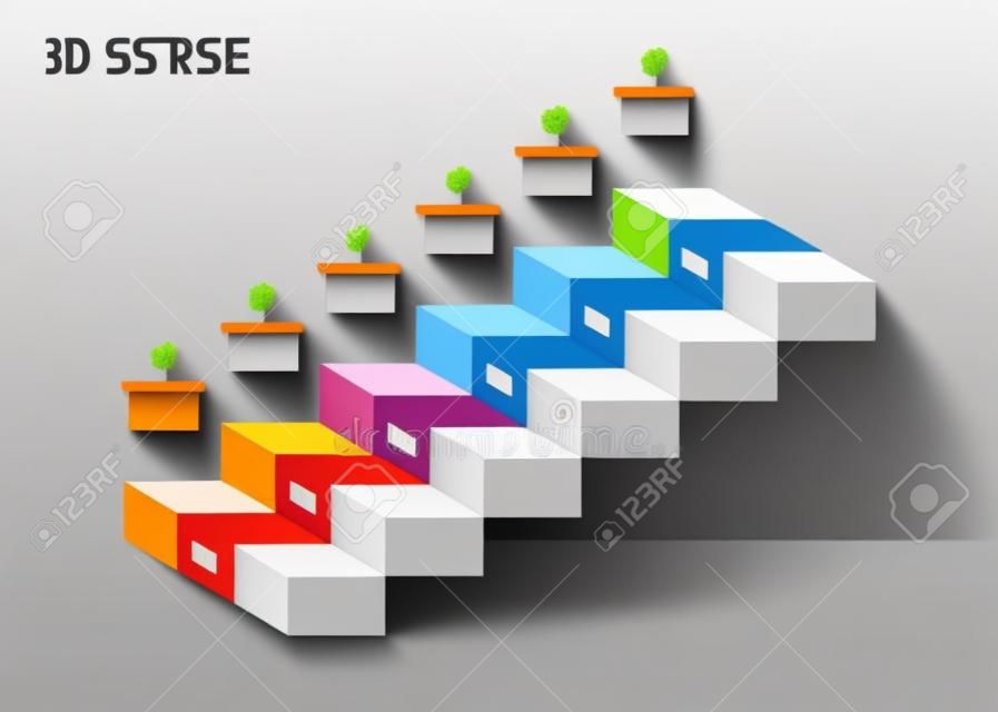 Abstract 3d Treppe. Infografik oder Timeline-Vorlage. Vektor-Illustration