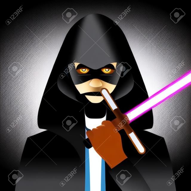 Personaje animado. Símbolo de avatar Caballero Jedi Ilustración vectorial