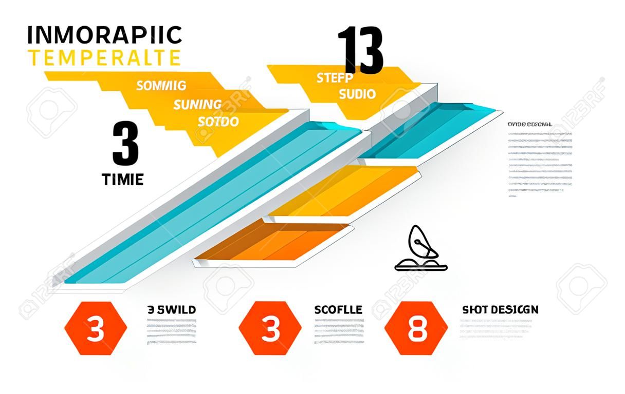 Modelo de design infográfico. Conceito criativo com 3 etapas. Pode ser usado para layout de fluxo de trabalho, diagrama, banner, webdesign. Ilustração vetorial