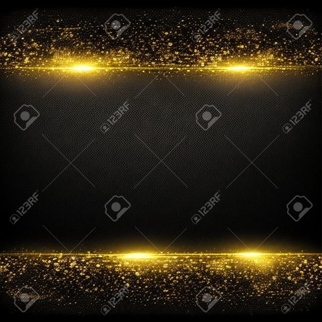 Vecteur de fond noir avec des paillettes d'or étincelle, modèle de carte de voeux