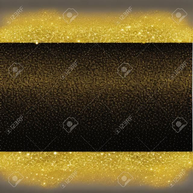 Vector black background with gold glitter sparkle, greeting card template