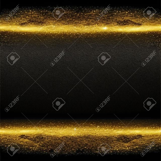 Vecteur de fond noir avec des paillettes d'or étincelle, modèle de carte de voeux