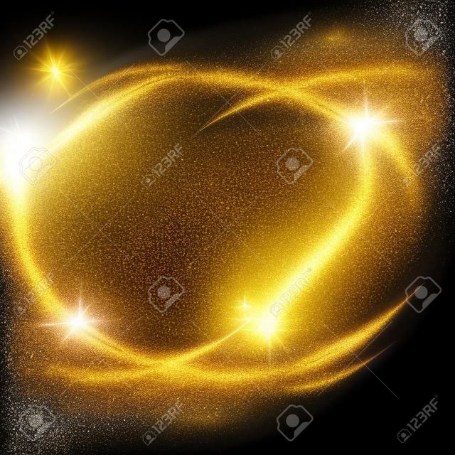 polvo de oro abstracto de la onda estrellas brillo, diseño de la plantilla