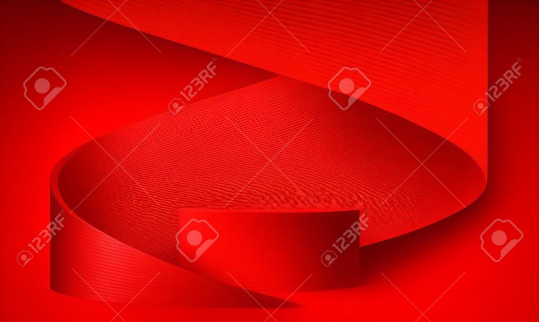 Rotes prämienproduktanzeigepodium auf rotem hintergrund