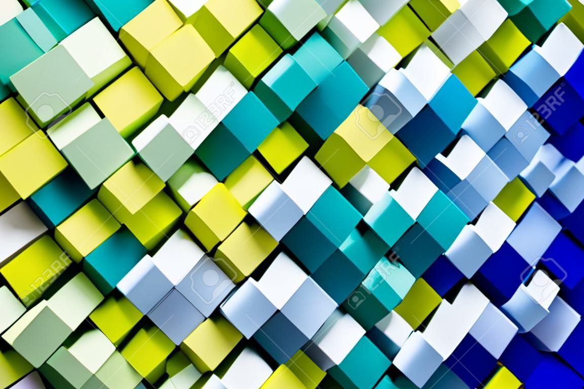Abstract multicolored background consisting of many paper cubes