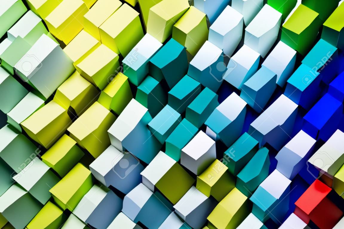 fondo multicolor abstracto que consiste en muchos cubos de papel
