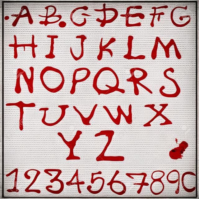Буквы AZ и 1-10 капель крови на белом фоне