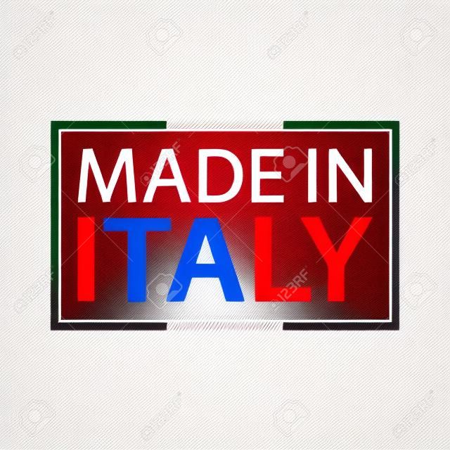 이탈리아에서 만든 품질 마크, 흰색 배경에 고립 된 이탈리아 삼색 색 벡터 기호