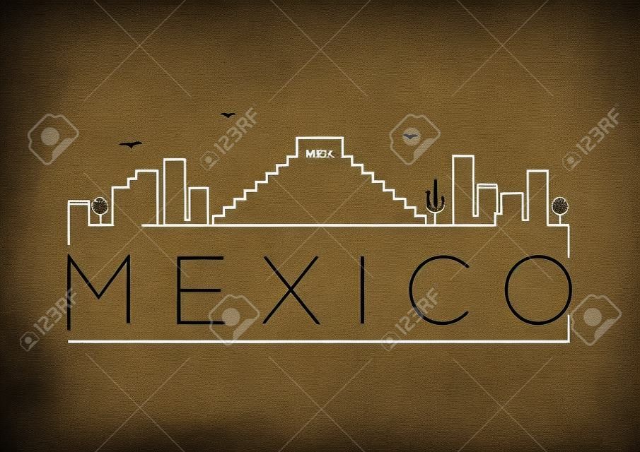 メキシコ シティ ライン シルエット タイポグラフィ デザイン
