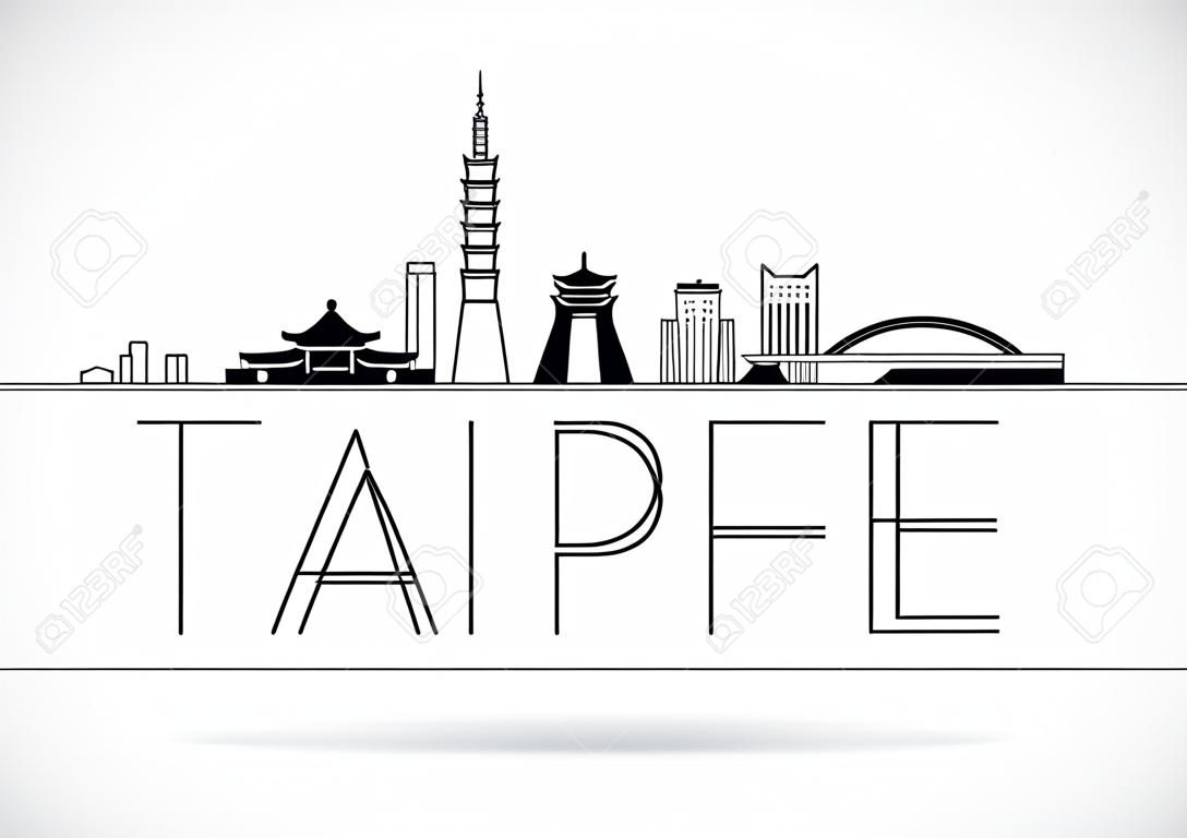 Minimal Vector Skyline lineare di Taipei City con il disegno tipografico