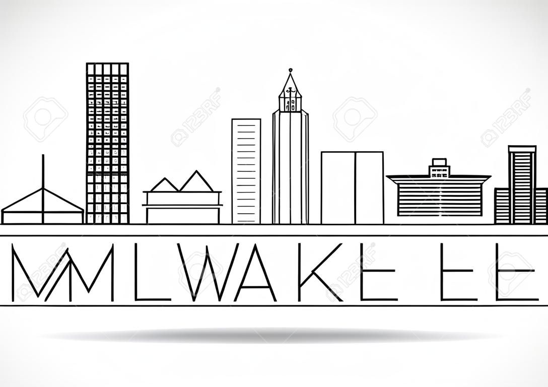 Минимальный горизонт Линейного города Милуоки с типографическим дизайном