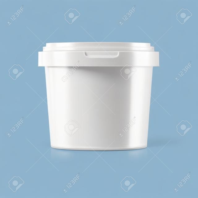 Empty transparent bucket with cap mockup ice cream