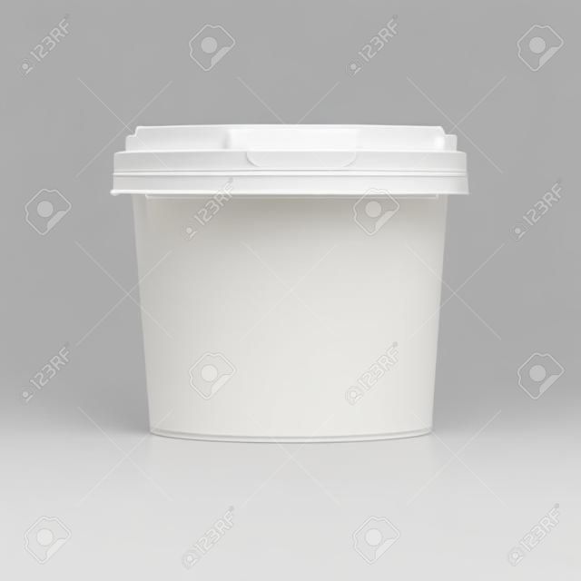 Empty transparent bucket with cap mockup ice cream