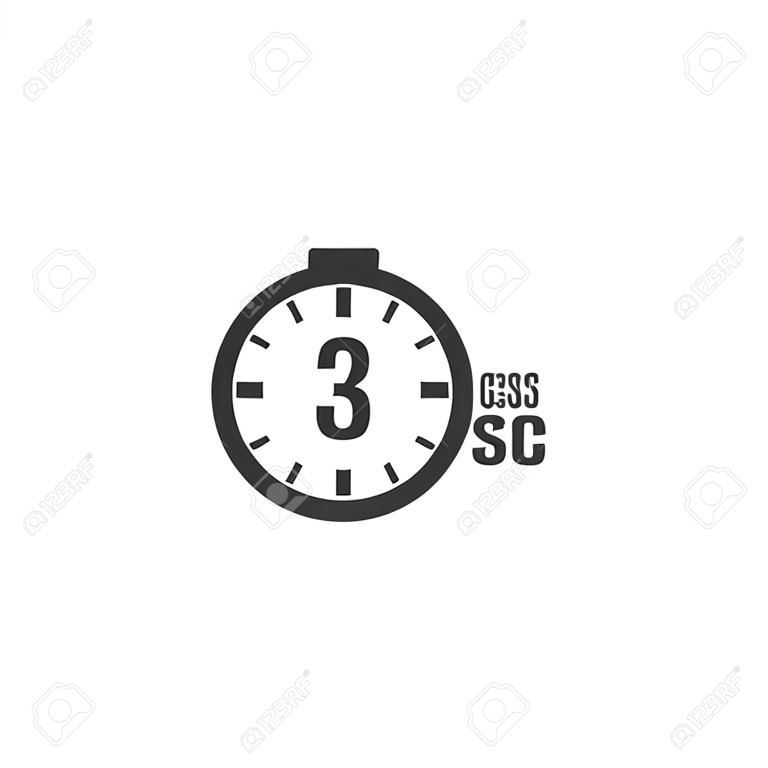 3 seconds Countdown Timer icon set. time interval icons. Stopwatch and time measurement. Stock Vector illustration isolated