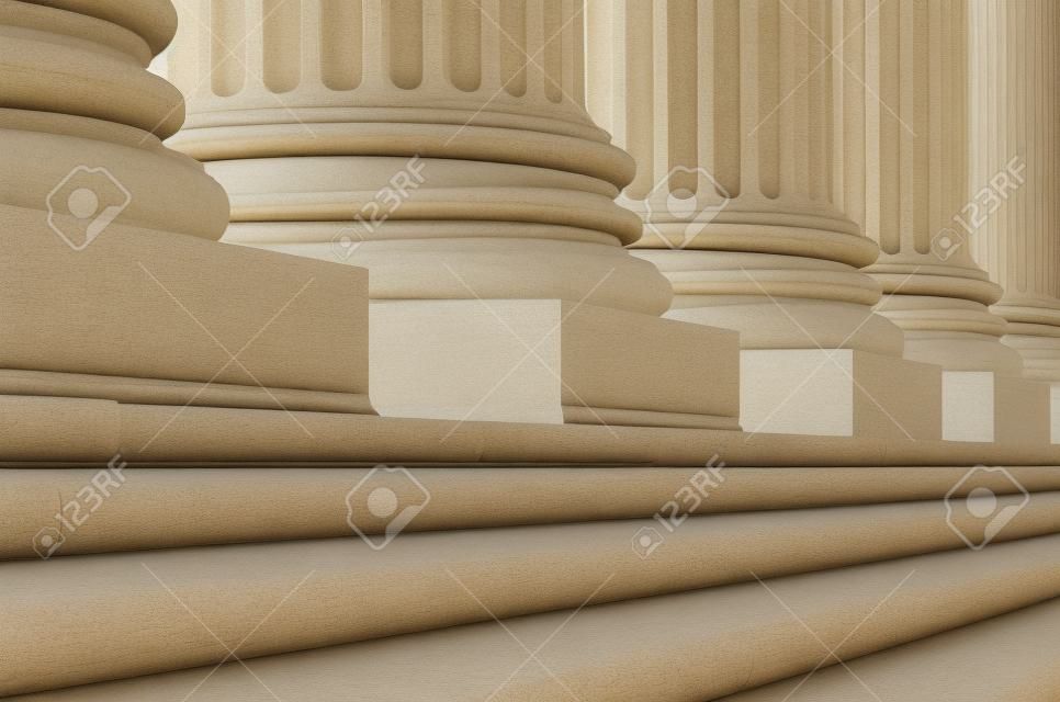A linha de colunas clássicas com etapas