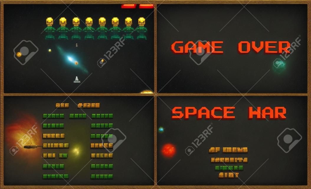 宇宙戦争ゲームの古いスタイルのレトロなビンテージ