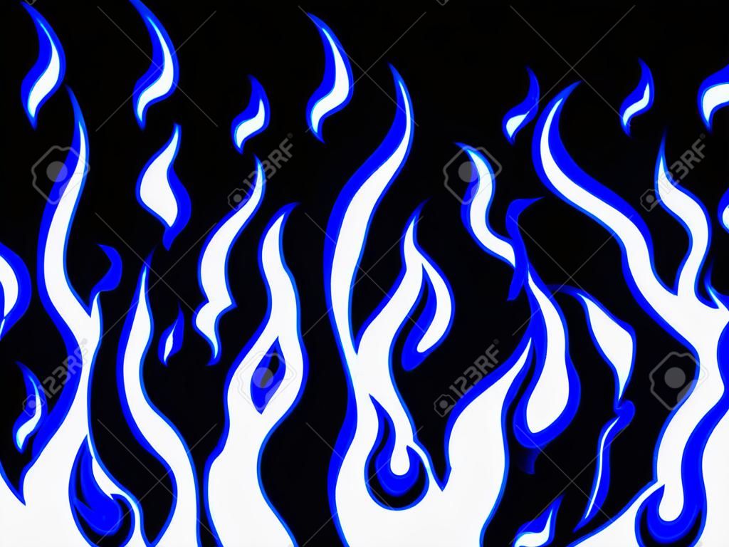 Fire flames style carton  blue
