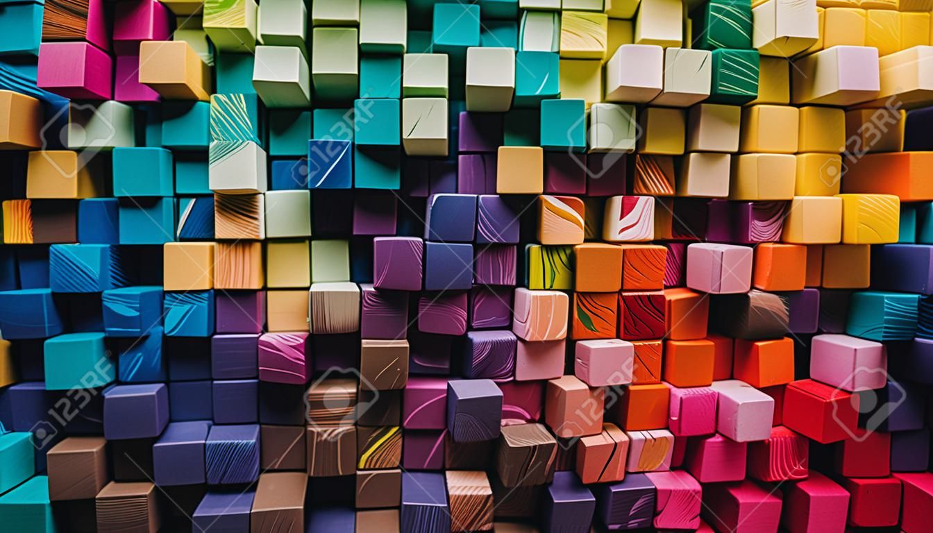 Kleurrijke abstracte achtergrond van geometrische vormen veelkleurige kubussen