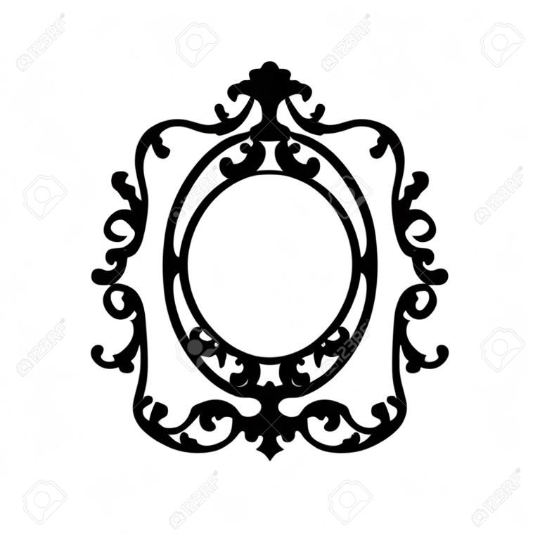 Oval elegant classic frame. Black silhouette. Vector illustration