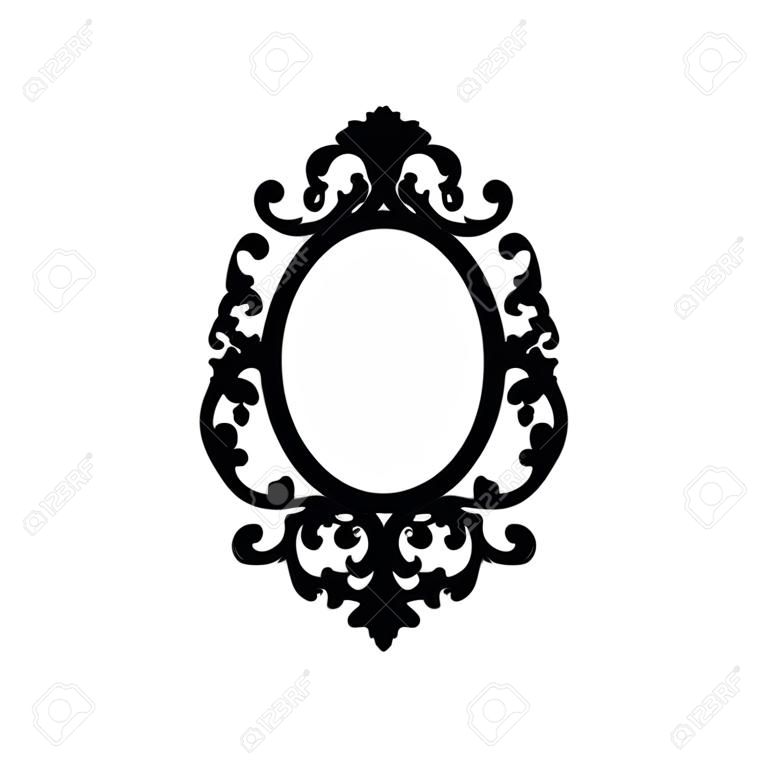 Oval elegant classic frame. Black silhouette. Vector illustration