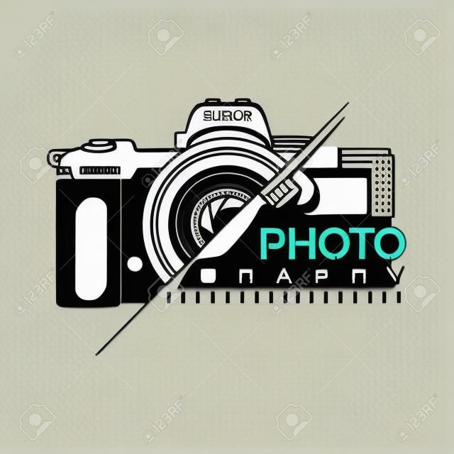 SLR 카메라 사진 라인 아트 로고 아이콘 벡터 디자인