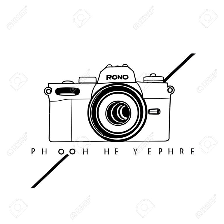 SLR Camera Photography Linha de arte Logo ícone vector design