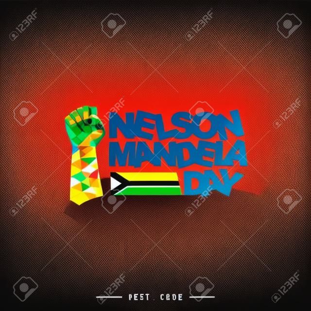 Ilustracja wektorowa dzień Nelsona mandela z kolorowym wzorem ręki pięści. idealny szablon na dzień nelson mandela.