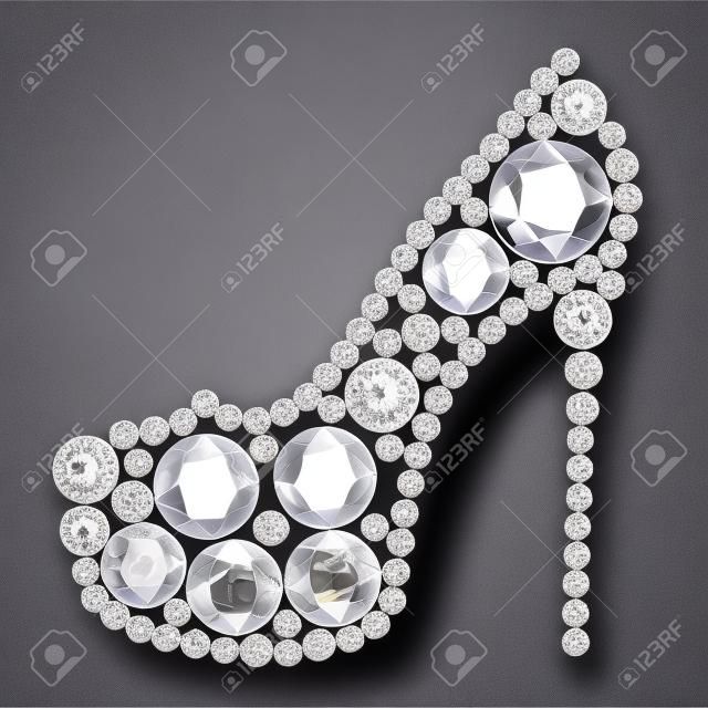 Chaussure de hauts talons en diamants
