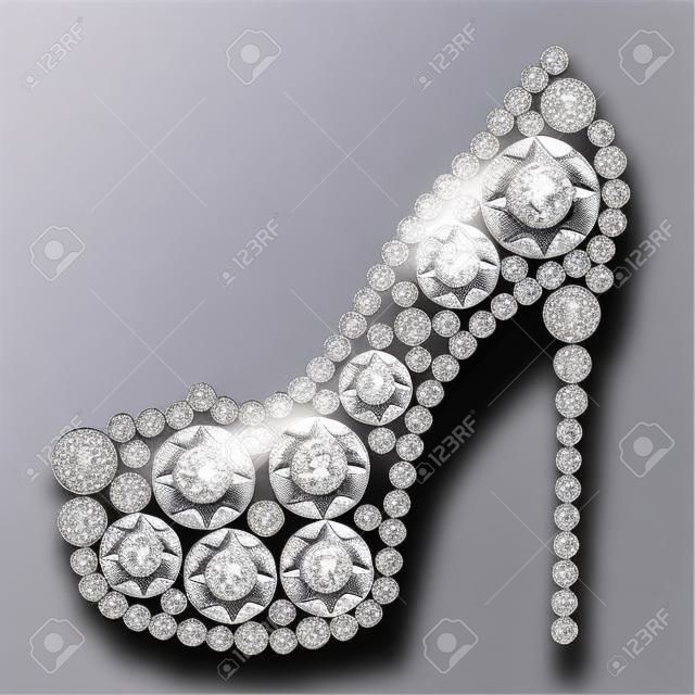 Высокие каблуки обуви изготовлены из алмазов