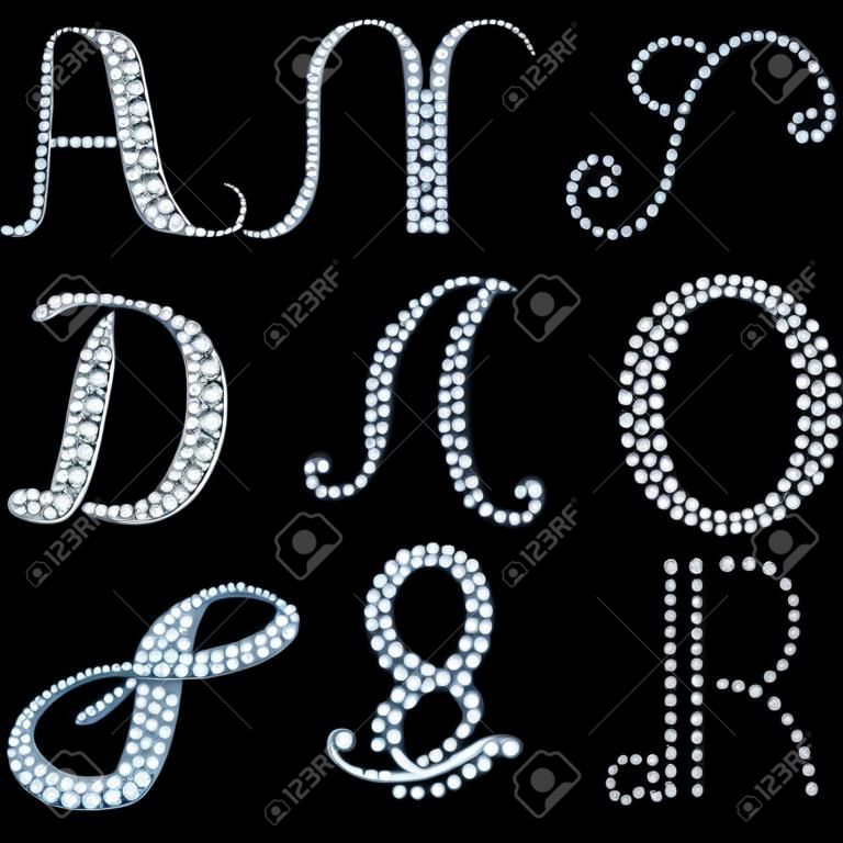 Diamante letras del alfabeto de las disponibles en la cartera