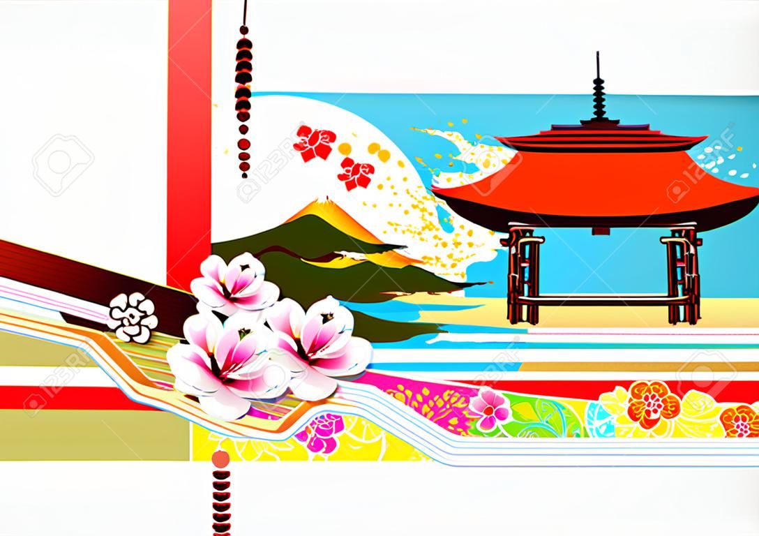 Ilustracja abstrakcyjna stylem dekoracyjne tradycyjny japoÅ„ski tÅ‚a