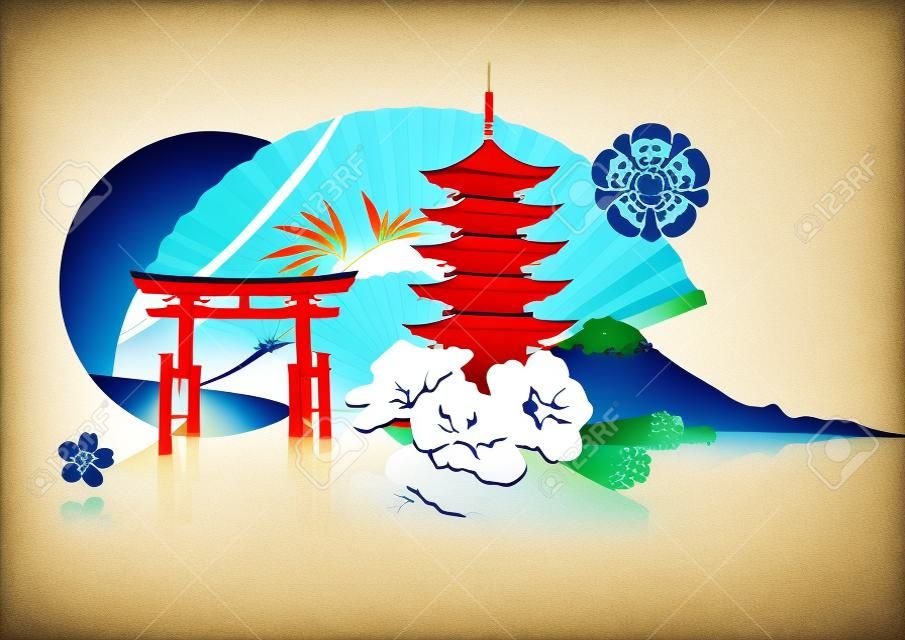 illustratie van abstracte stijl Decoratieve Traditionele Japanse achtergrond