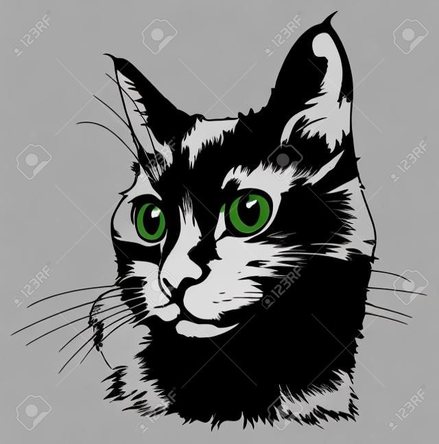 Silhouette gatto nero su uno sfondo bianco
