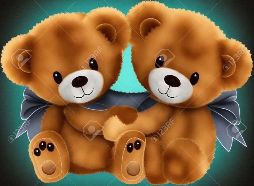 Dois ursinhos de pelúcia bonitos abraçando