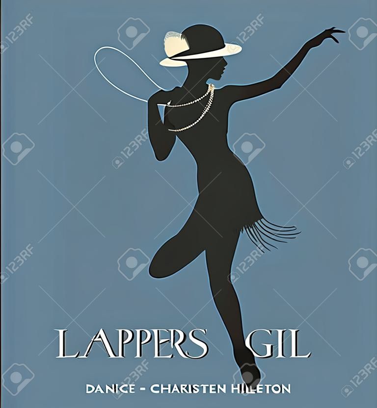 Funny flapper girl dancing silhouette charleston
