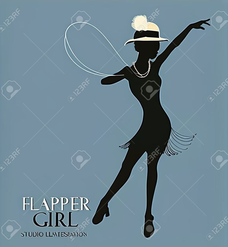 Funny flapper girl dancing silhouette charleston