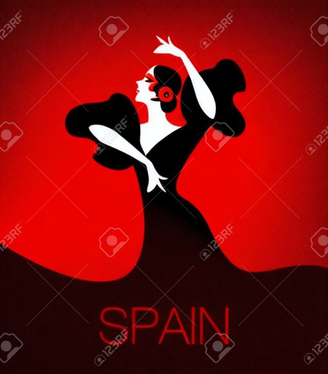 Spaanse flamencodanser. Vector illustratie