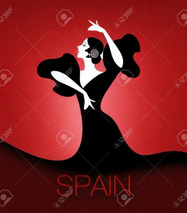 Hiszpańska tancerka flamenco. Ilustracji wektorowych