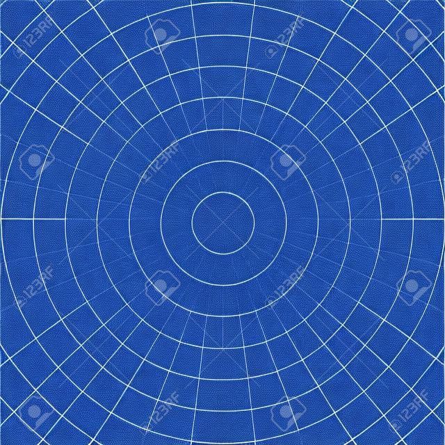 Blue vector polar coordinate circular grid graph paper background, graduated every 1 degree. Can be used for creating geometric patterns, drawing mandalas or sketching circular logos