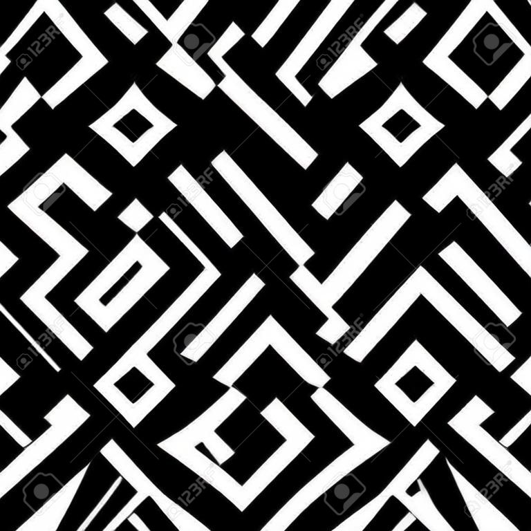 Abstract geometric seamless pattern. Simple black and white background.Vector illustration. Classic design.