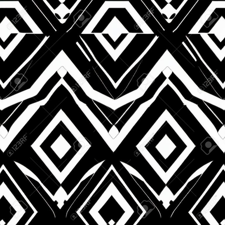 Abstract geometric seamless pattern. Simple black and white background.Vector illustration. Classic design.