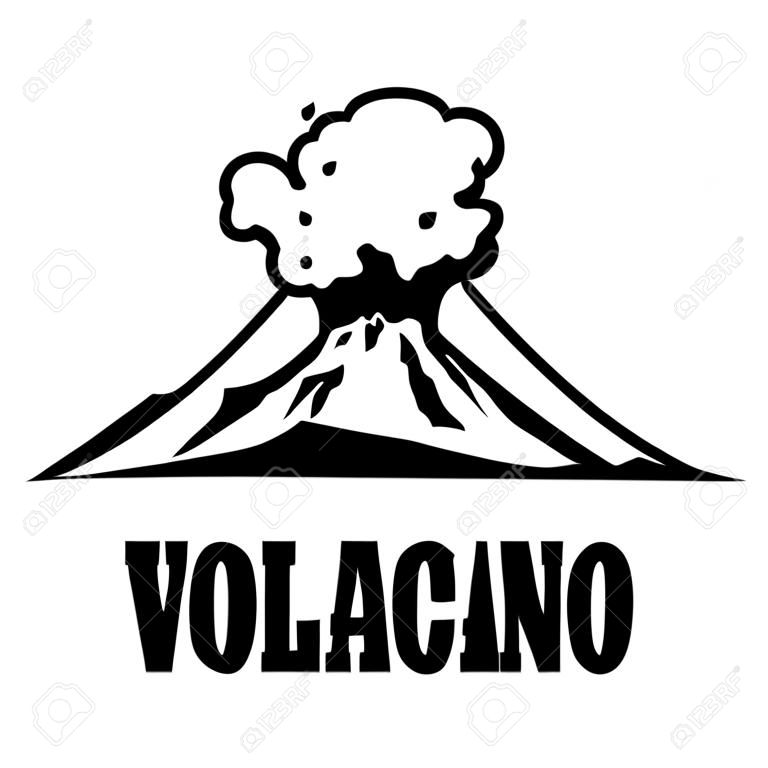 Silhouette des Vulkans zum Zeitpunkt des Ausbruchs. einfache Vektorillustration lokalisiert auf weißem Hintergrund