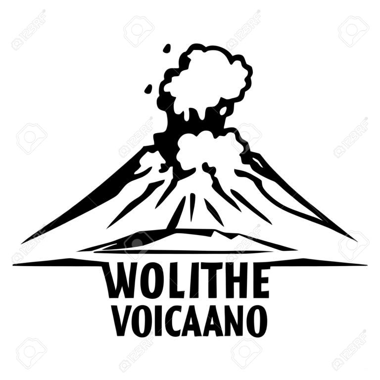 Silhouette des Vulkans zum Zeitpunkt des Ausbruchs. einfache Vektorillustration lokalisiert auf weißem Hintergrund