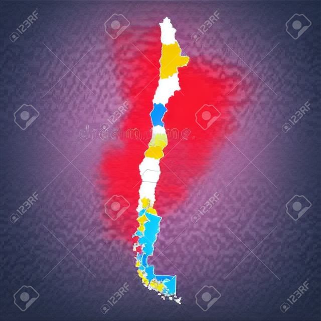 Mapa político de Chile. Diseño de ilustración vectorial.