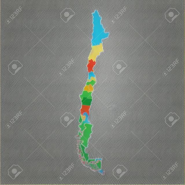 Mapa polityczna Chile. Projekt ilustracji wektorowych.