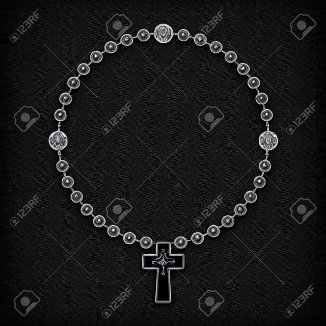 Catholic denarius silhouette. Rosary concept. Vector illustration design