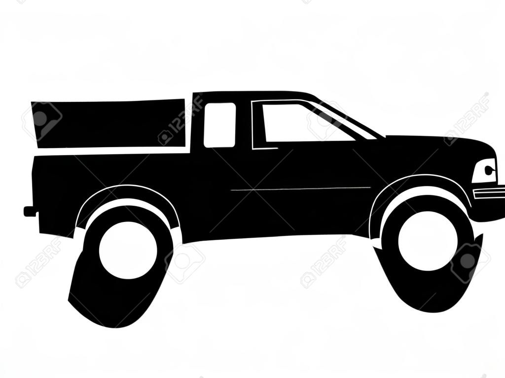 Black Pickup Truck Silhouette Drawing