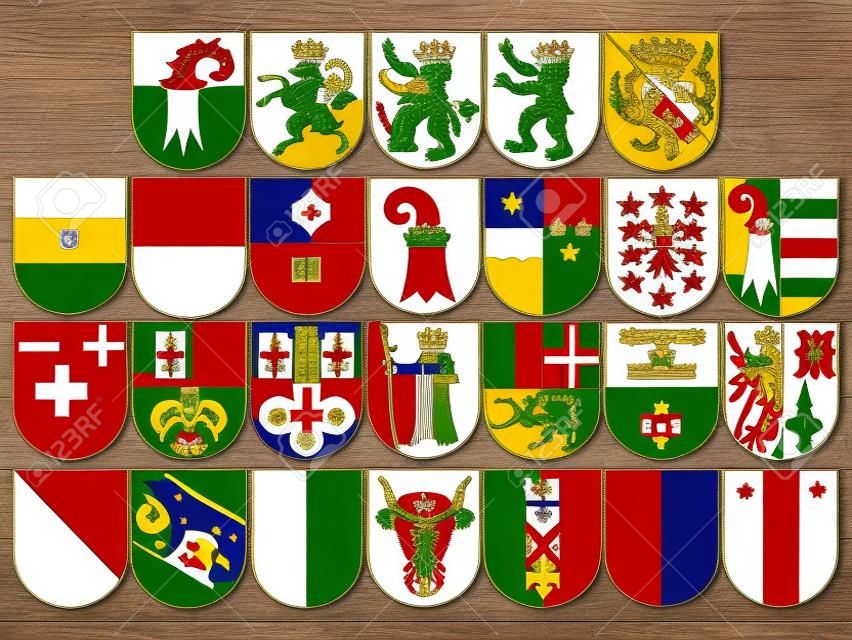 Coat of Arms of Swiss Cantons Set Collection