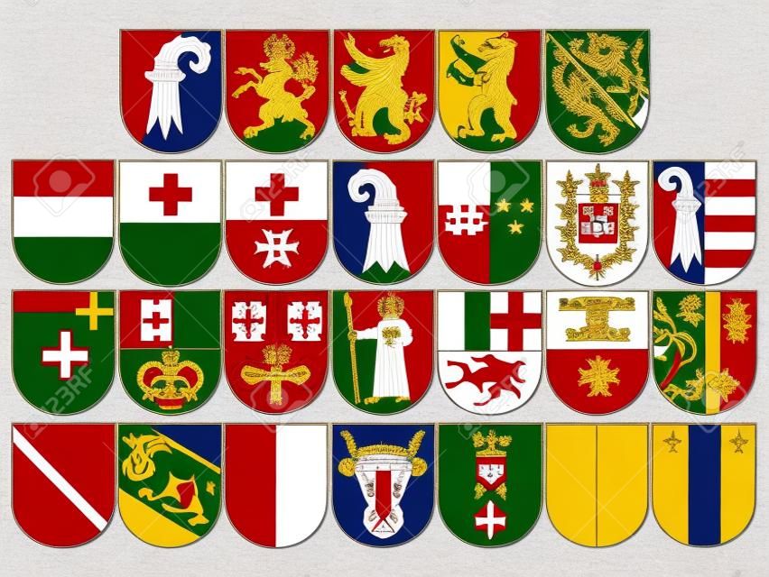 Coat of Arms of Swiss Cantons Set Collection